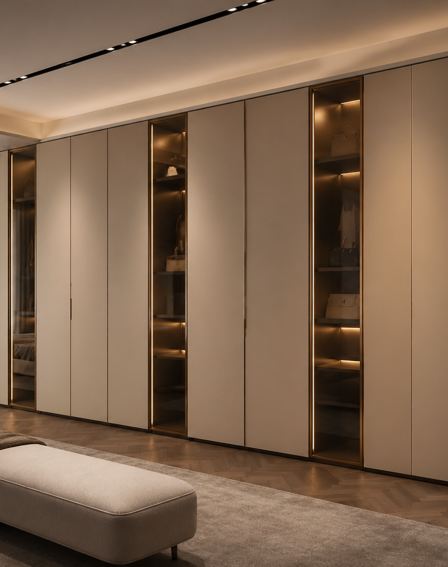 Fadior Lumiere Wardrobe Suite with Soft Glow Dressing Gallery — interior room context showing cabinet integration