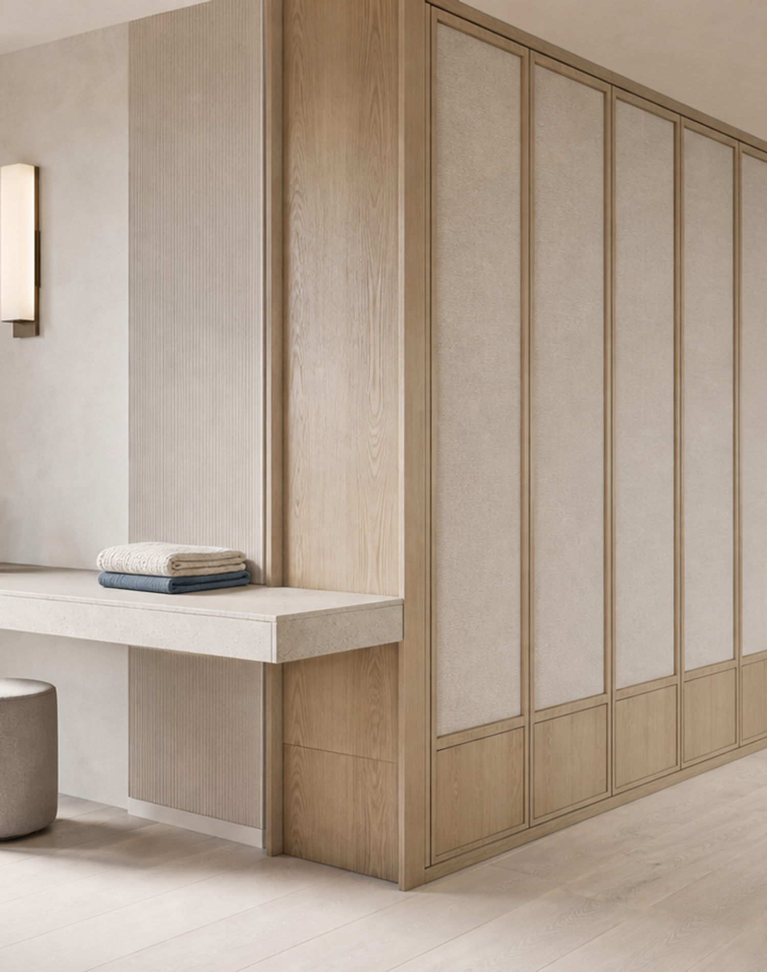 Fadior Voyage Wardrobe Suite with Quartz Valet Packing Gallery — lifestyle setting with natural light and residential styling