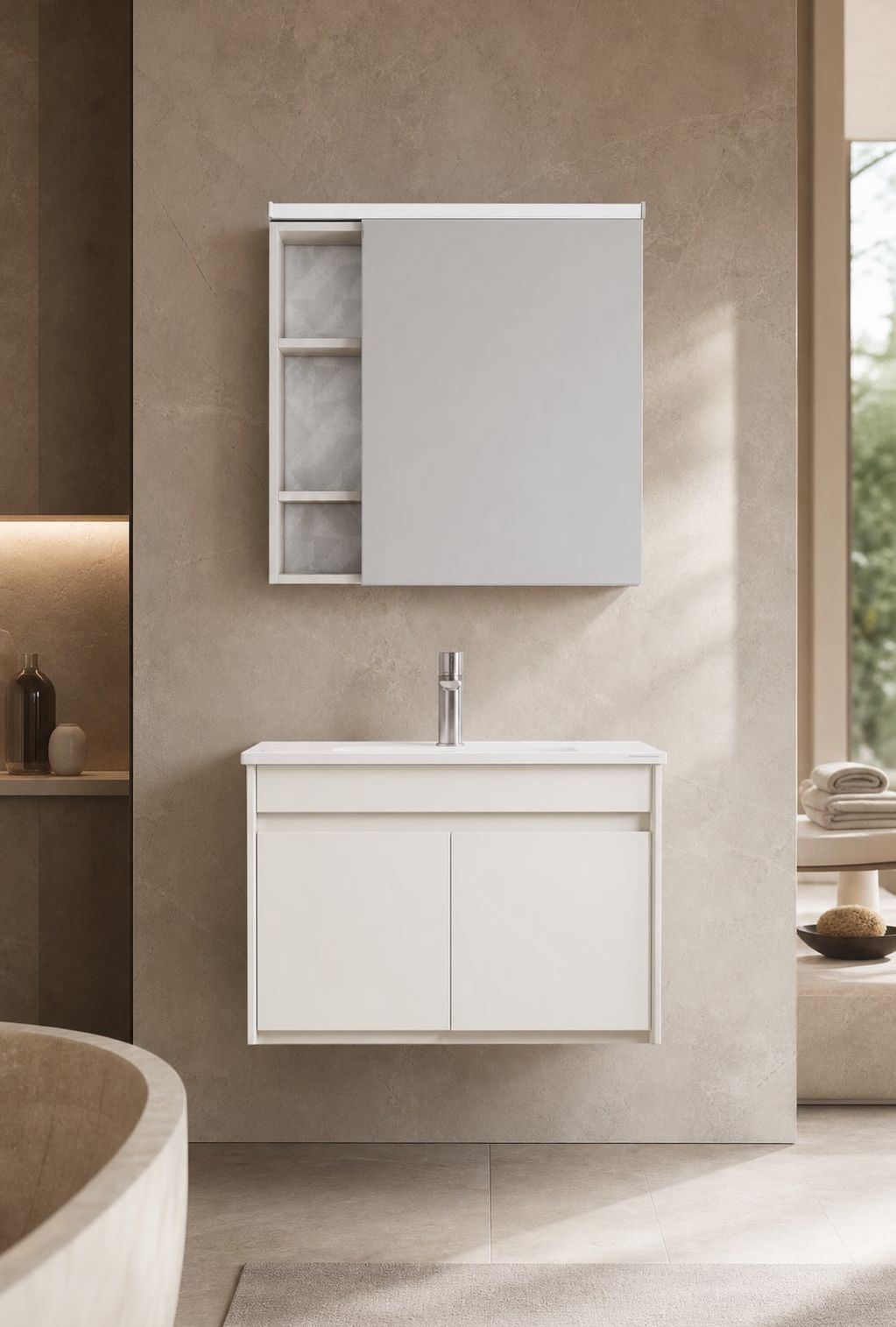 Bathroom Vanity Cabinet styled in a FADIOR HOME interior setting
