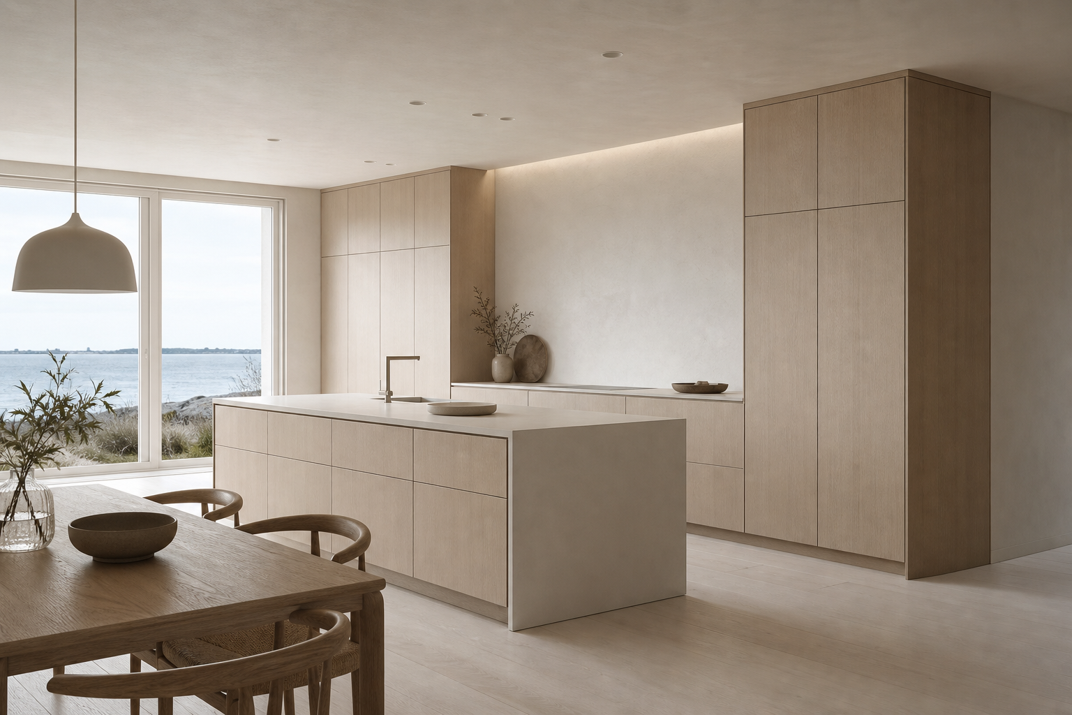 Fadior Silkstone Kitchen Suite with Lacquered Breakfast Monolith — interior room context showing cabinet integration