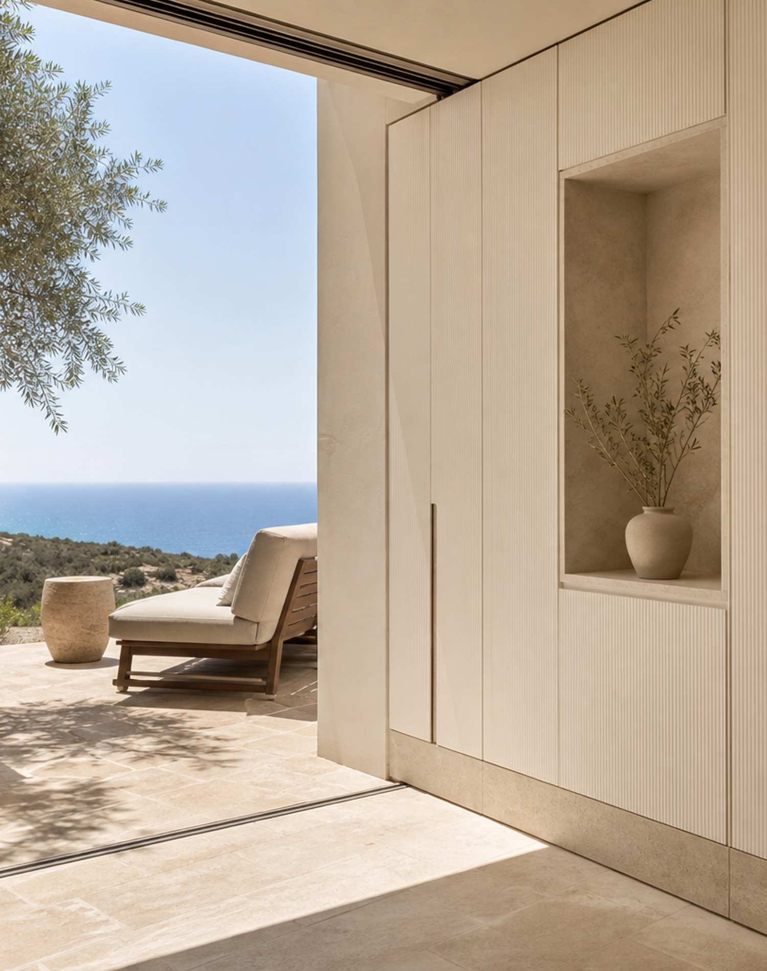 Fadior Lumiere Wardrobe Suite with Fluted Ivory Valet Alcove — interior room context showing cabinet integration