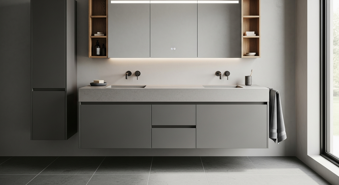 Fadior Acqua Bath and Vanity Suite — lifestyle setting with natural light and residential styling