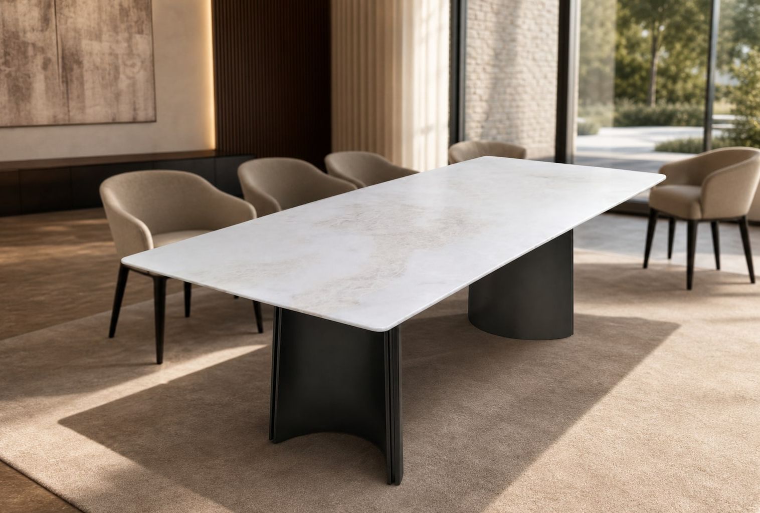 Stone-Top Marble Dining Table 140x80 styled in a FADIOR HOME interior setting