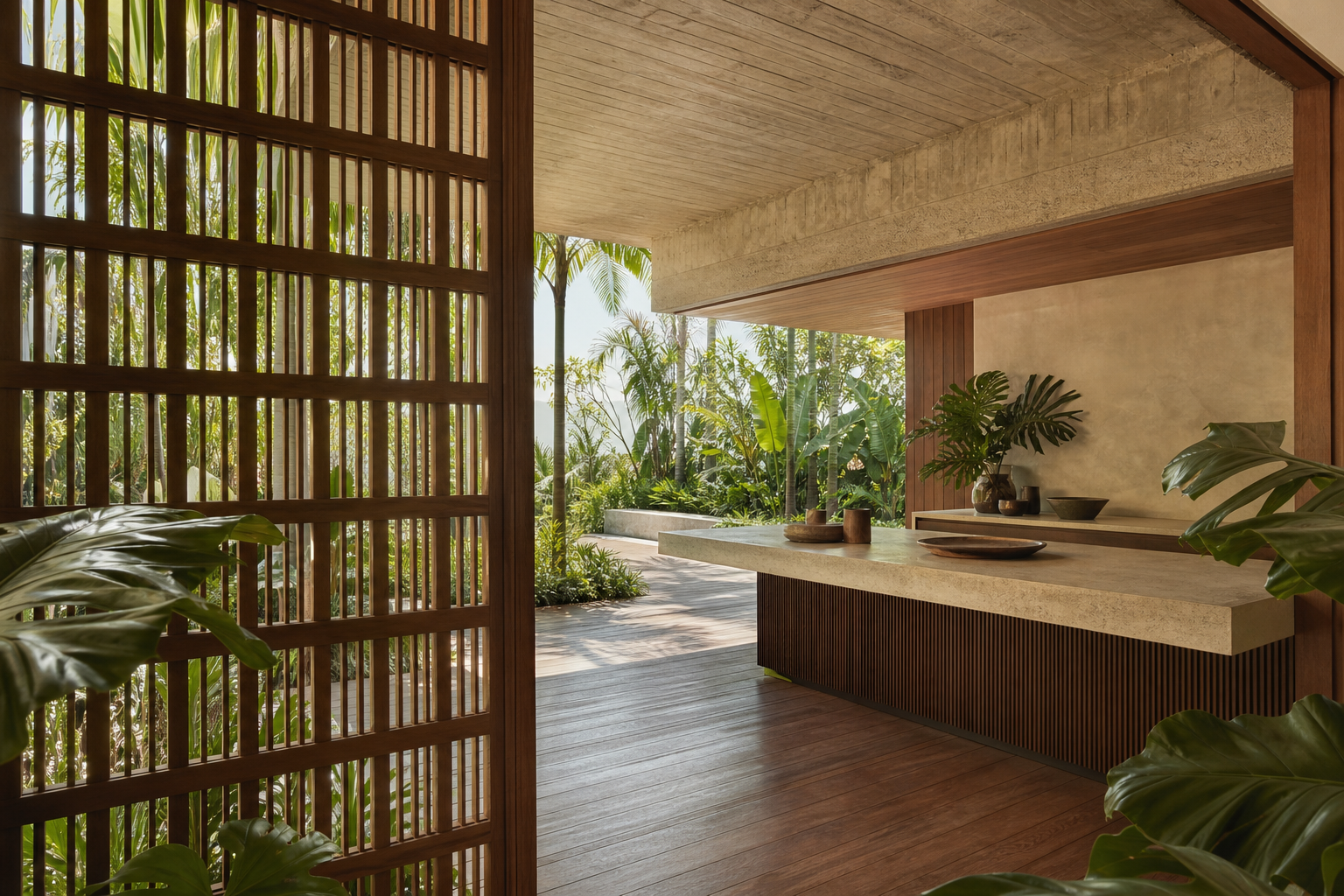 Decision comparison scene in a luxury kitchen studio with oak fronts and stone surfaces for planning trade-offs.