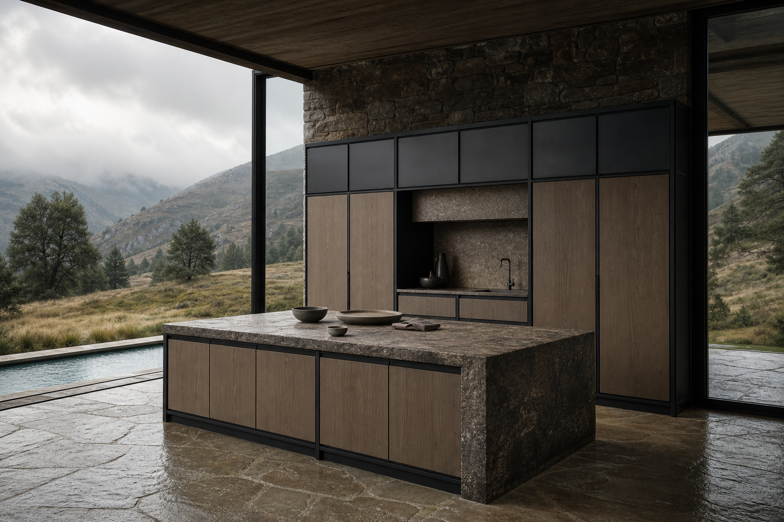 Fadior Continuum Kitchen Suite with Silver Veil Prep Arcade — lifestyle setting with natural light and residential styling