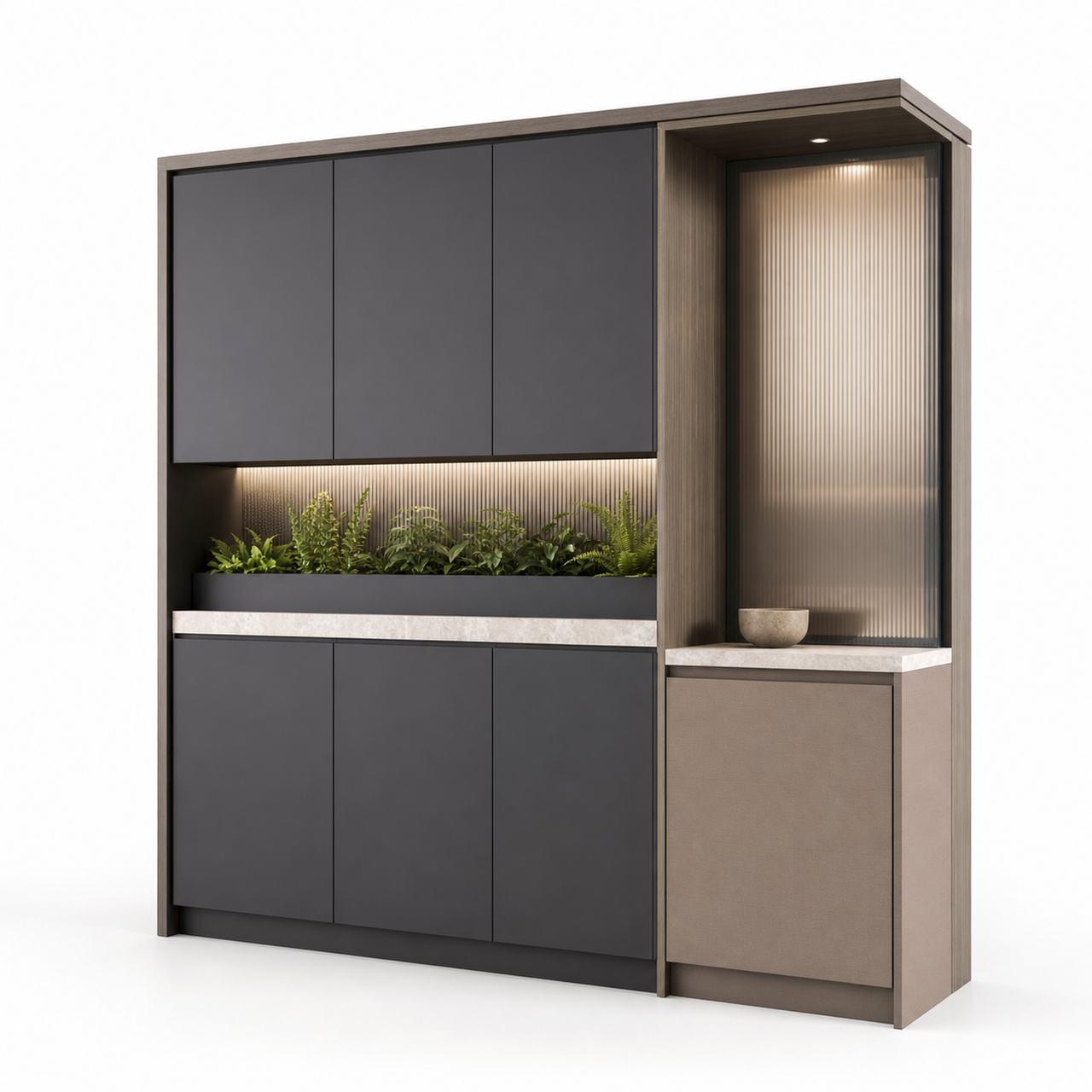 Fadior Dusk Balcony Suite with Breeze Pantry Niche — 304 stainless steel balcony system, front view