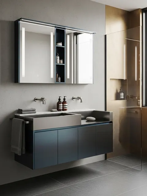 Fadior Acqua Bath and Vanity Suite — 304 stainless steel bath and vanity system, front view