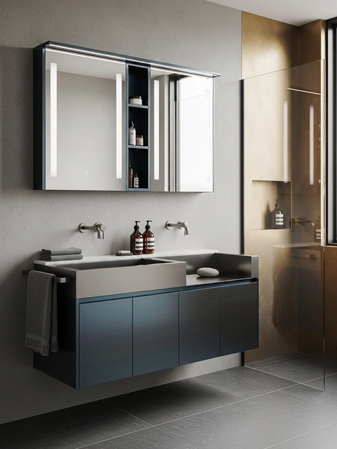 Fadior Acqua Bath and Vanity Suite — 304 stainless steel bath and vanity system, front view