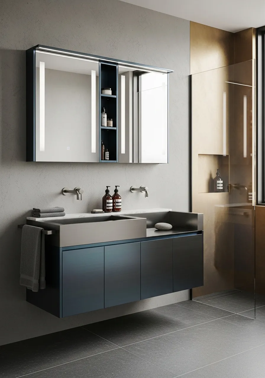 Fadior Acqua Bath and Vanity Suite — 304 stainless steel bath and vanity system, front view