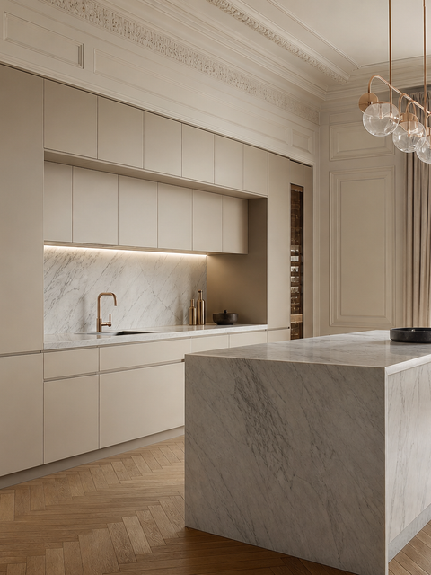 Fadior Silkstone Kitchen Suite with Recessed Dawn Prep Atelier — 304 stainless steel kitchen system, front view