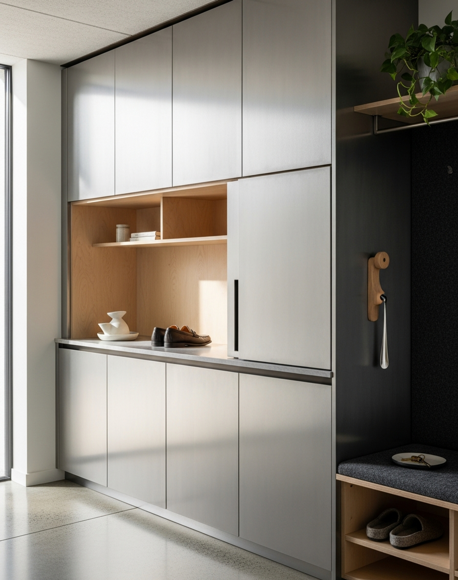 Fadior Archetype Entryway Suite — interior room context showing cabinet integration