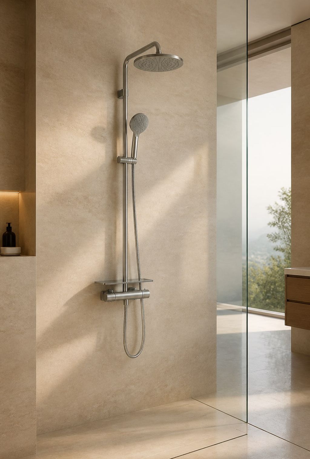 Shower Faucet System styled in a FADIOR HOME interior setting