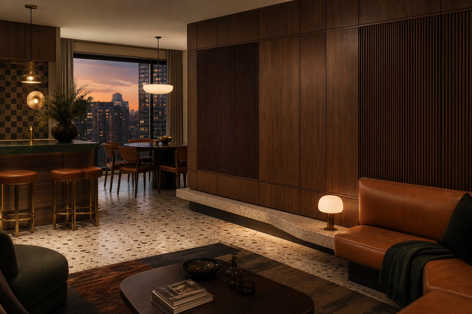 Fadior Zenith Living Room Suite with Cantilevered Listening Hearth — interior room context showing cabinet integration