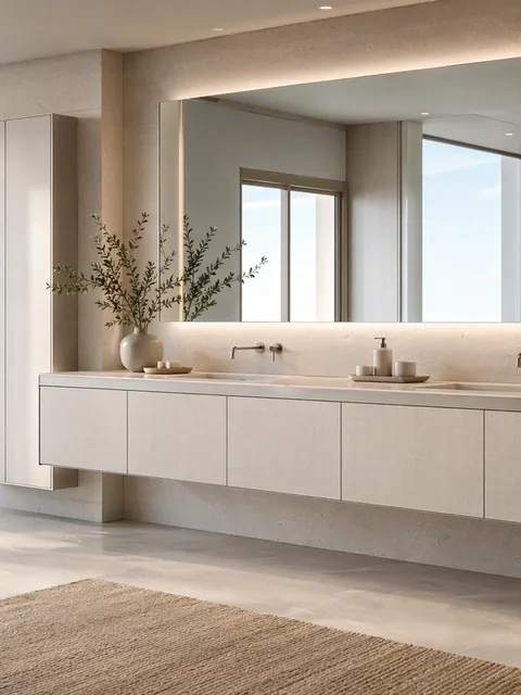 Fadior Acqua Bath and Vanity Suite with Floating Basin Gallery — 304 stainless steel bath and vanity system, front view