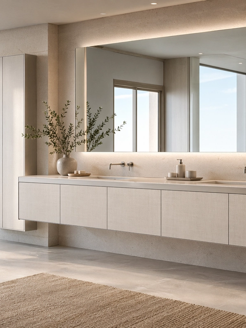 Fadior Acqua Bath and Vanity Suite with Floating Basin Gallery — 304 stainless steel bath and vanity system, front view