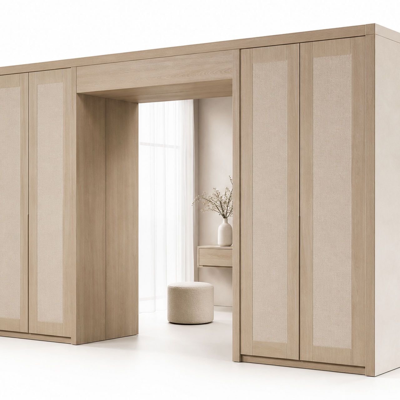 Fadior Radiance Wardrobe Suite with Canopy Linen Dressing Portal — 304 stainless steel wardrobe system, front view