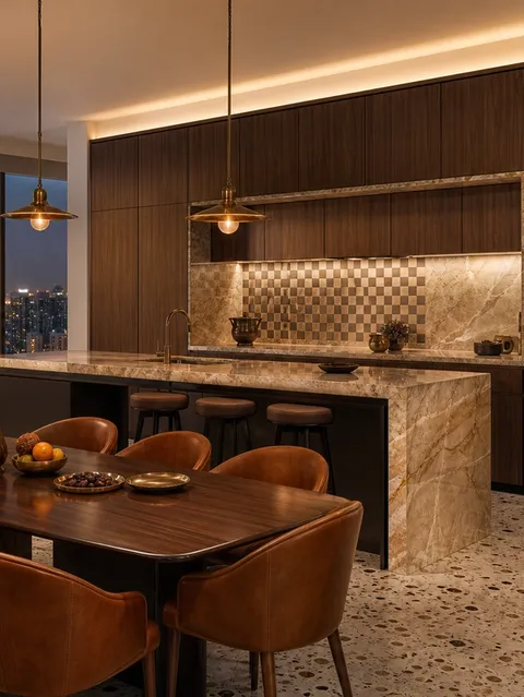 Suite de Cocina Terrena con Pared Chef de Veta de Profundidad Completa