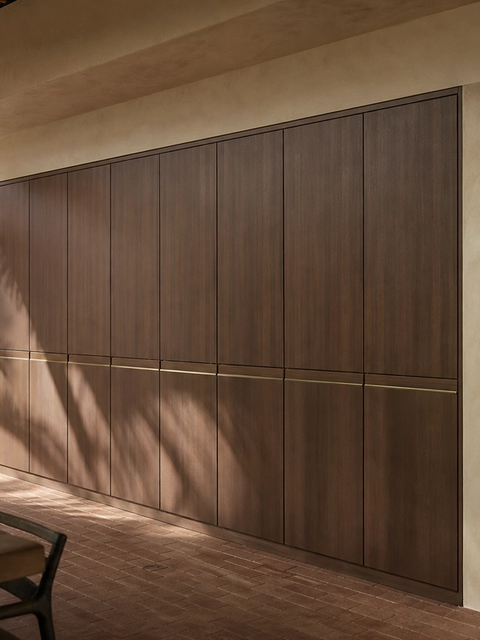 Fadior Onyx Champagne Ribbon Wardrobe Wall — 304 stainless steel wardrobe system, front view