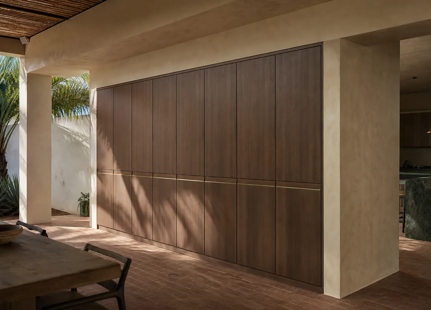 Fadior Onyx Champagne Ribbon Wardrobe Wall — 304 stainless steel wardrobe system, front view