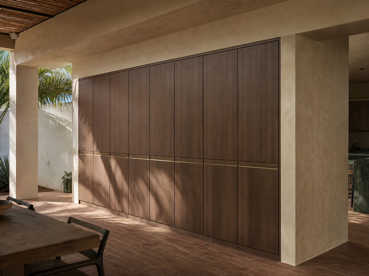 Fadior Onyx Champagne Ribbon Wardrobe Wall — 304 stainless steel wardrobe system, front view