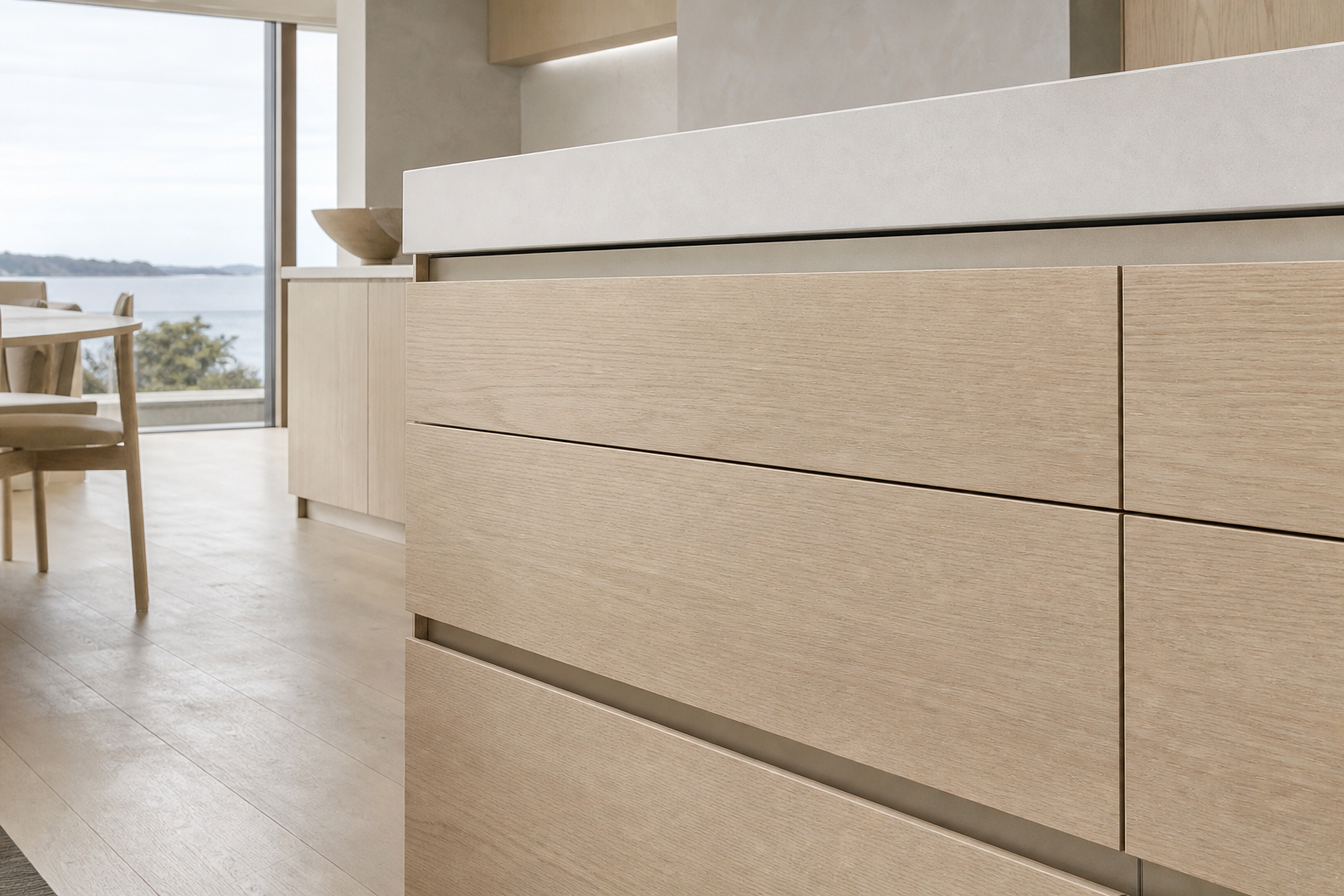 Fadior Dream Home Kitchen Suite with Breakfast Service Bridge — close-up of stainless steel finish and hardware detail