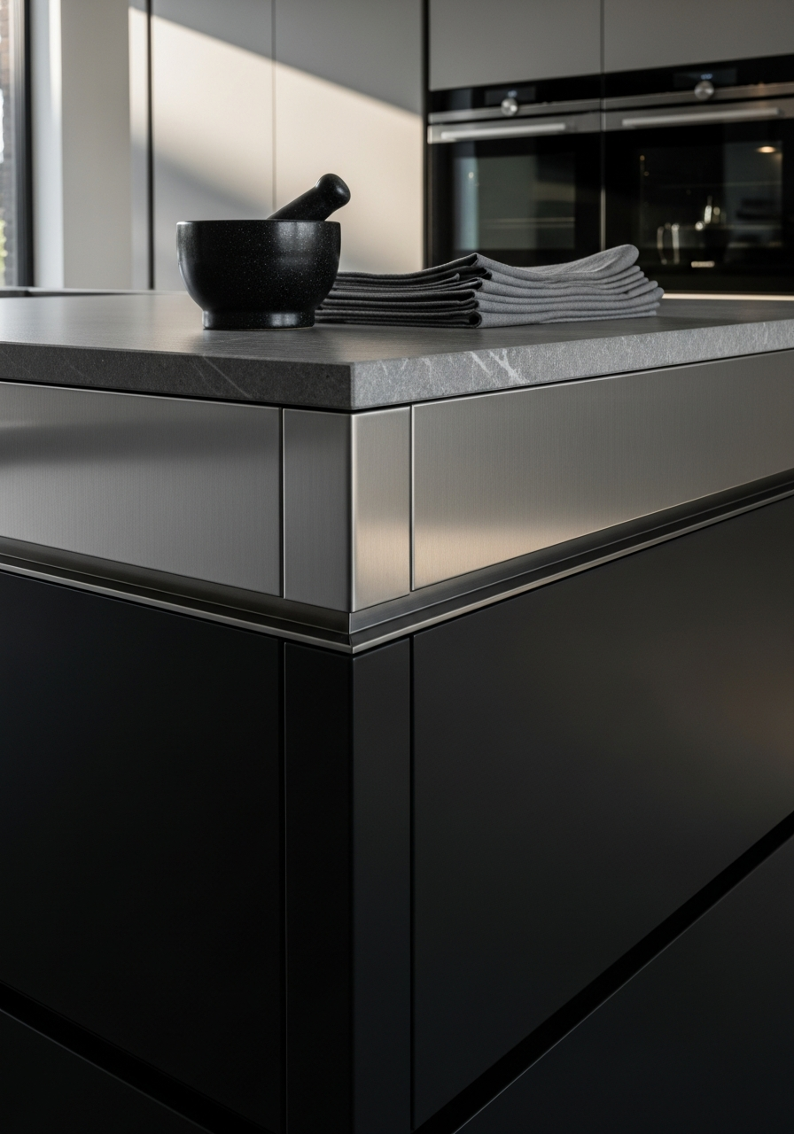 Fadior Abyss Kitchen Suite — close-up of stainless steel finish and hardware detail