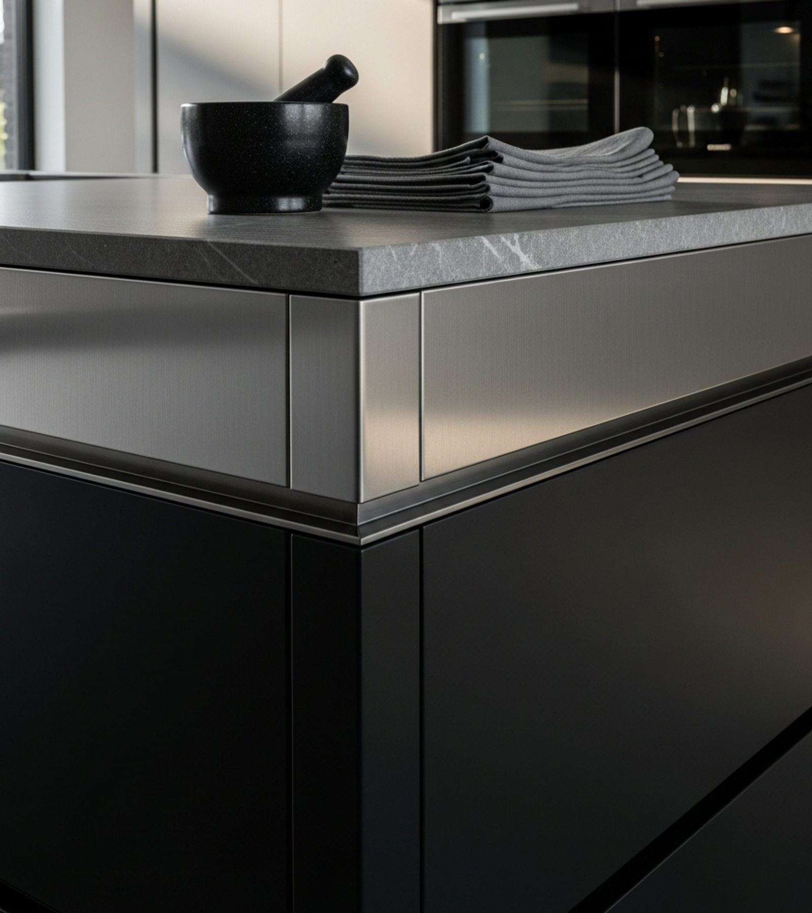 Fadior Abyss Kitchen Suite — close-up of stainless steel finish and hardware detail