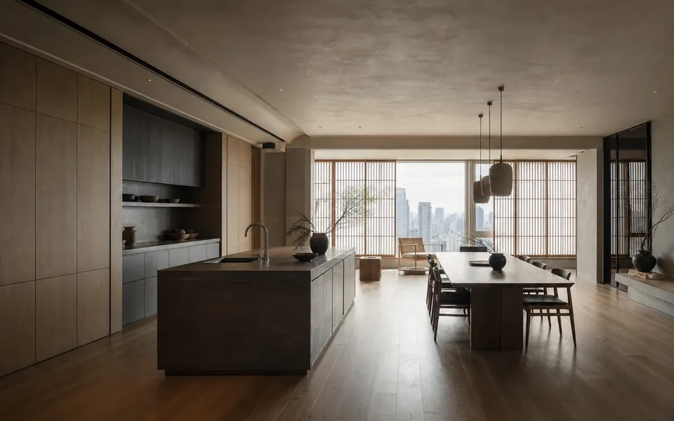 Ático de Cocina de 200 m² en Shanghái — proyecto Fadior con mobiliario en acero inoxidable 304