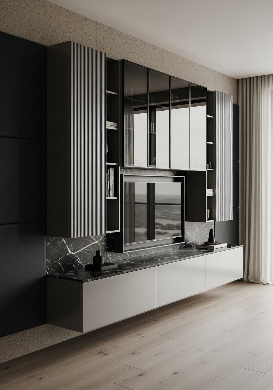 Fadior Essence Living Room Suite — interior room context showing cabinet integration