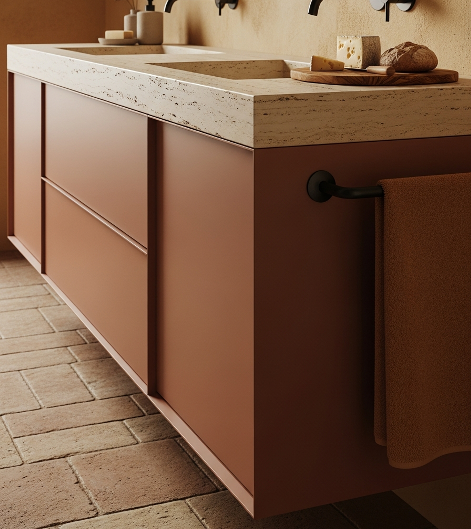 Fadior Acqua Bath and Vanity Suite — close-up of stainless steel finish and hardware detail