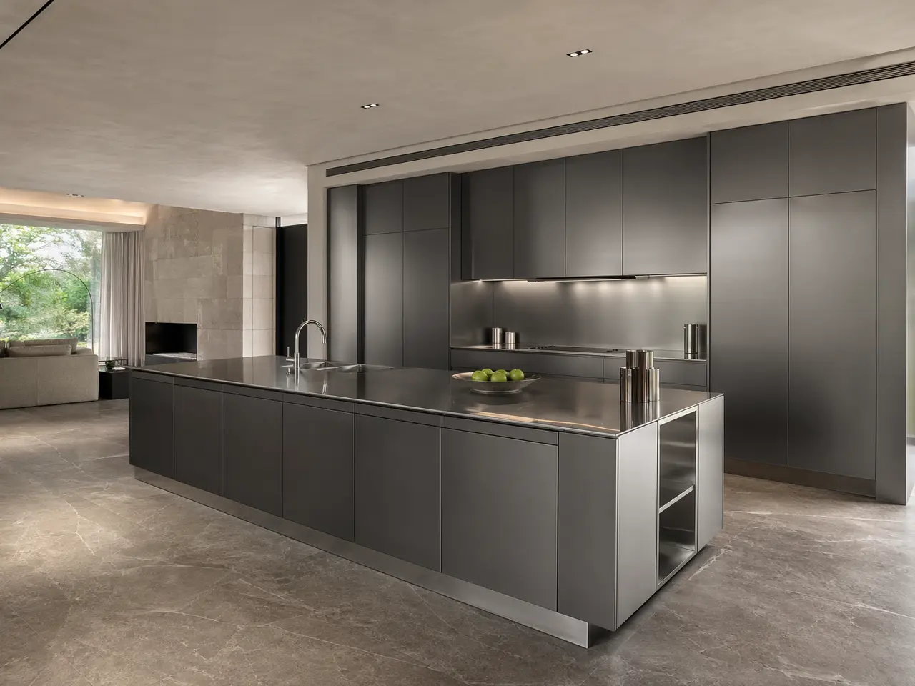 Fadior Abyss Kitchen Suite - custom 304 stainless steel kitchen cabinetry with residential finishes, storage planning, and daily workflow