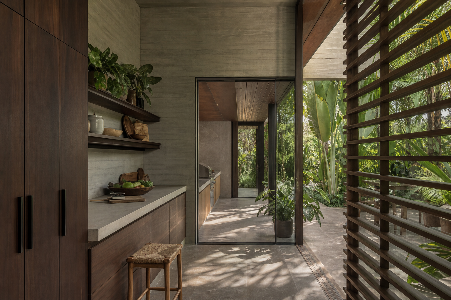 Fadior Lisbon 400 sqm Kitchen Villa — pantry cabinet, service counter, shelf, terrace door