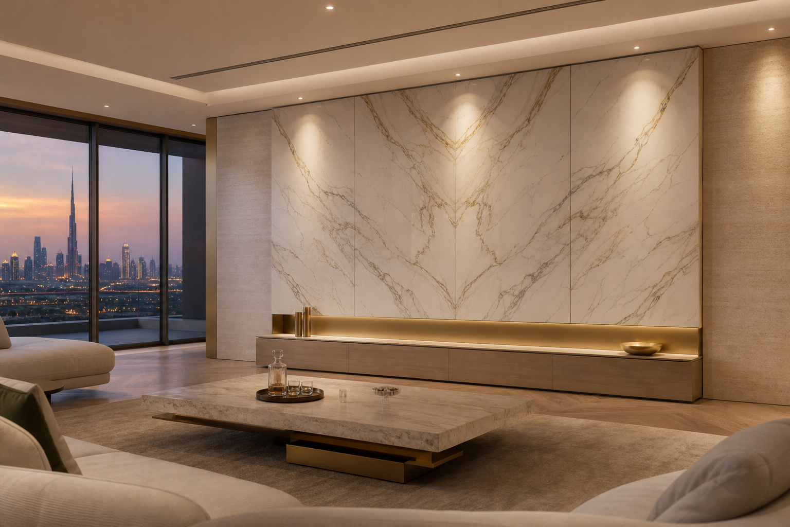 Fadior Zenith Spectral Bronze Media Wall — lifestyle setting with natural light and residential styling