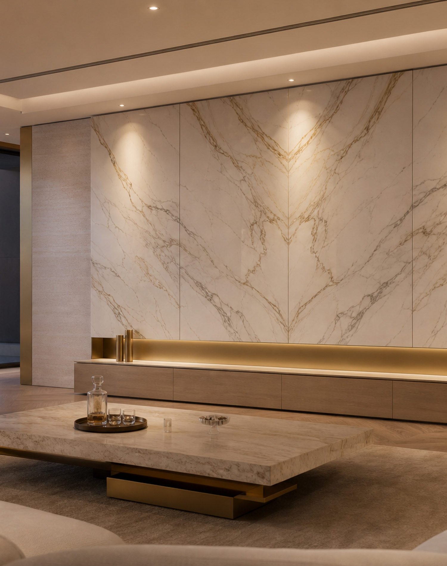 Fadior Zenith Spectral Bronze Media Wall — lifestyle setting with natural light and residential styling