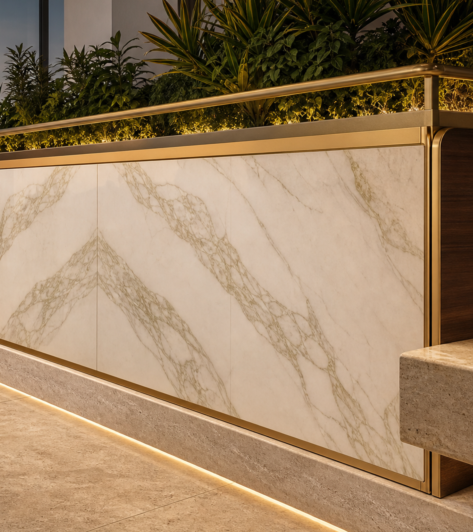 Fadior Soleil Balcony Suite with Planter Service Rail — close-up of stainless steel finish and hardware detail