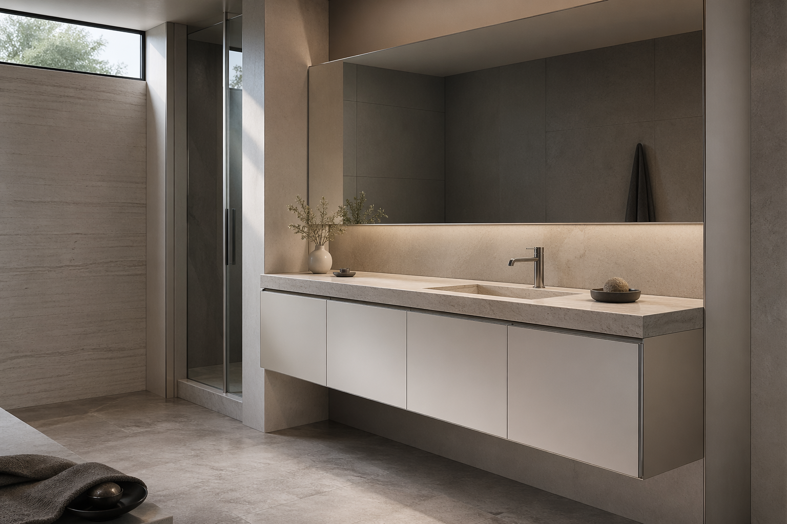 Fadior Acqua Bath And Vanity Suite — lifestyle setting with natural light and residential styling