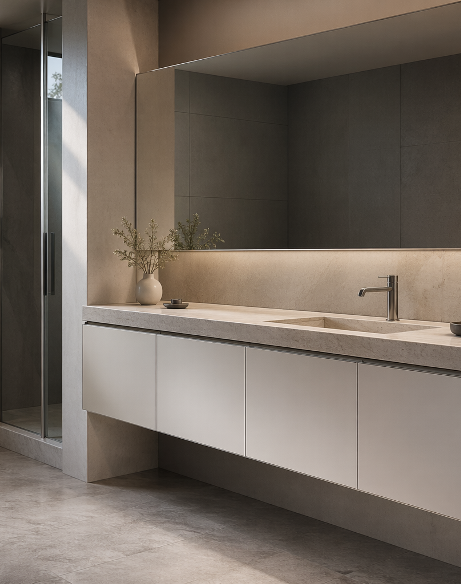 Fadior Acqua Bath And Vanity Suite — lifestyle setting with natural light and residential styling