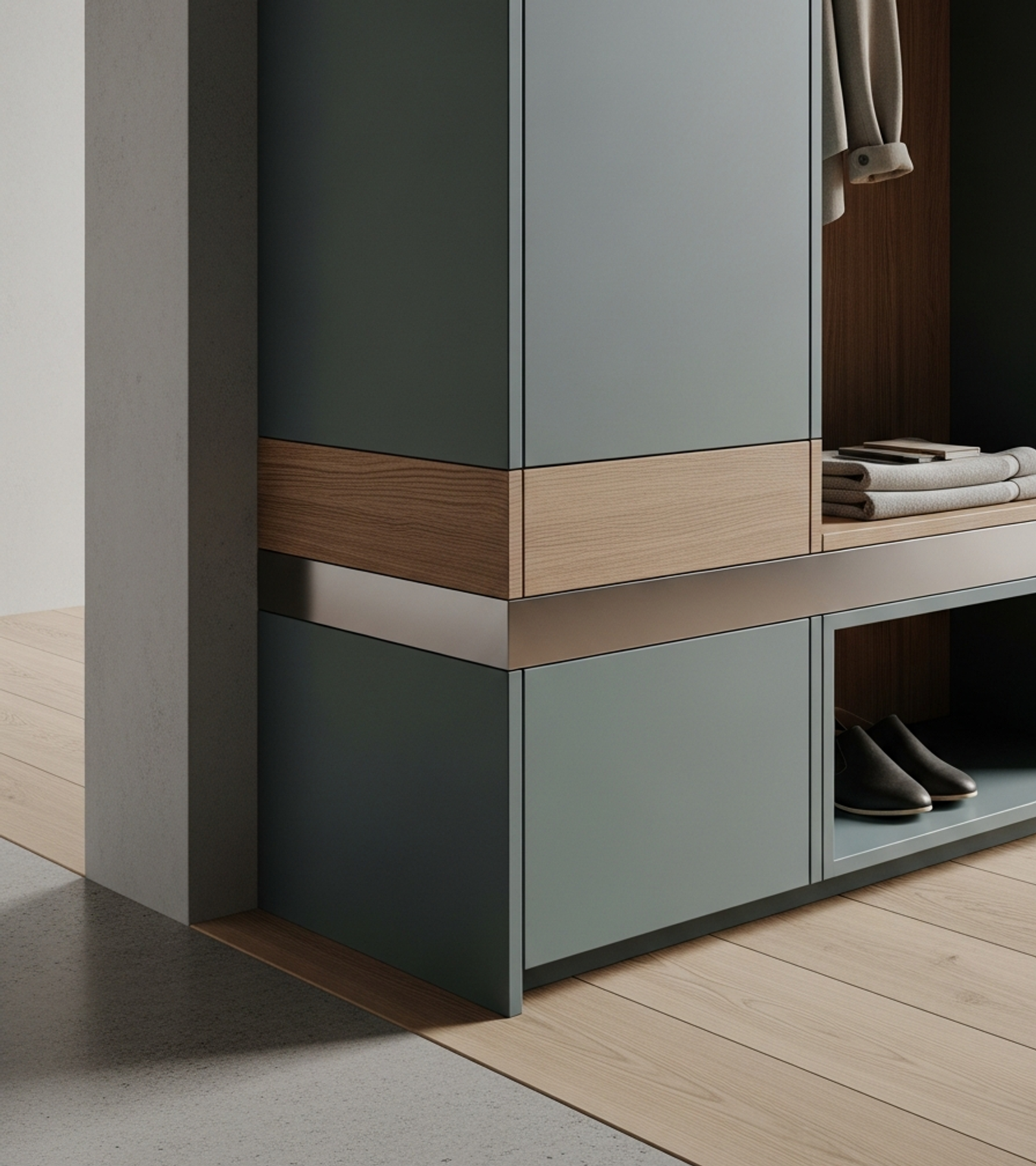 Fadior Archetype Entryway Suite — close-up of stainless steel finish and hardware detail