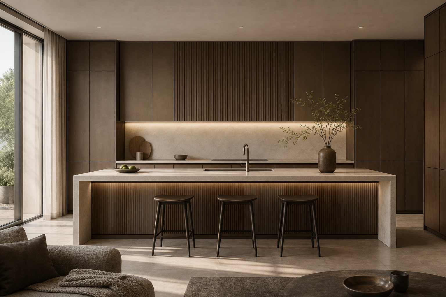 Fadior Solace Kitchen Suite with Craft Island Horizon — lifestyle setting with natural light and residential styling