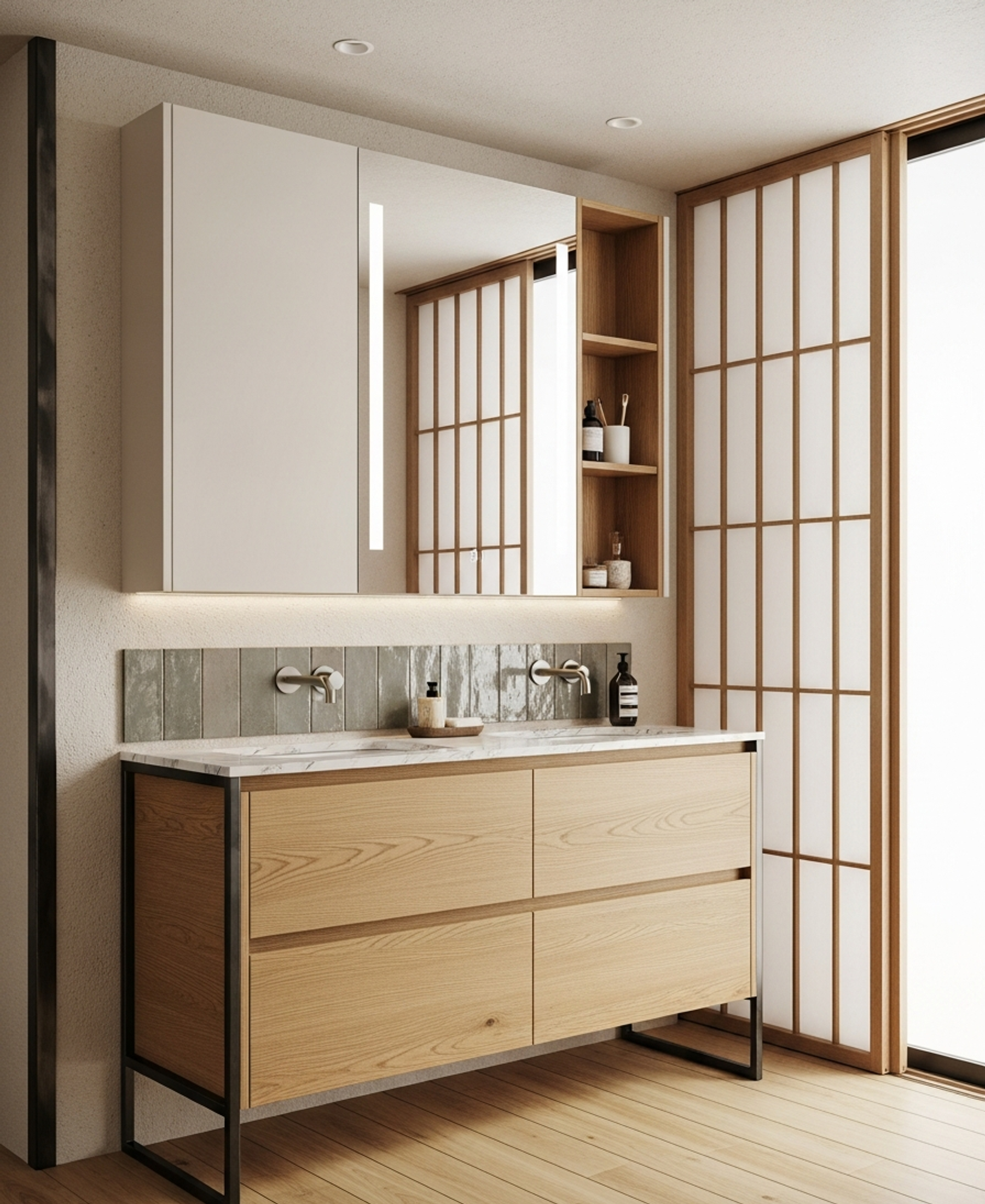 Fadior Acqua Bath and Vanity Suite — 304 stainless steel bath and vanity system, front view