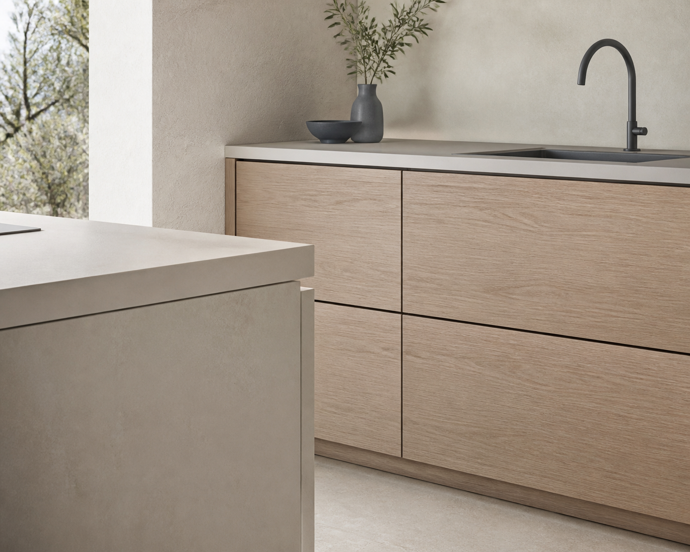Fadior Terrena Kitchen Suite with Waterpoint Alignment Gallery — close-up of stainless steel finish and hardware detail
