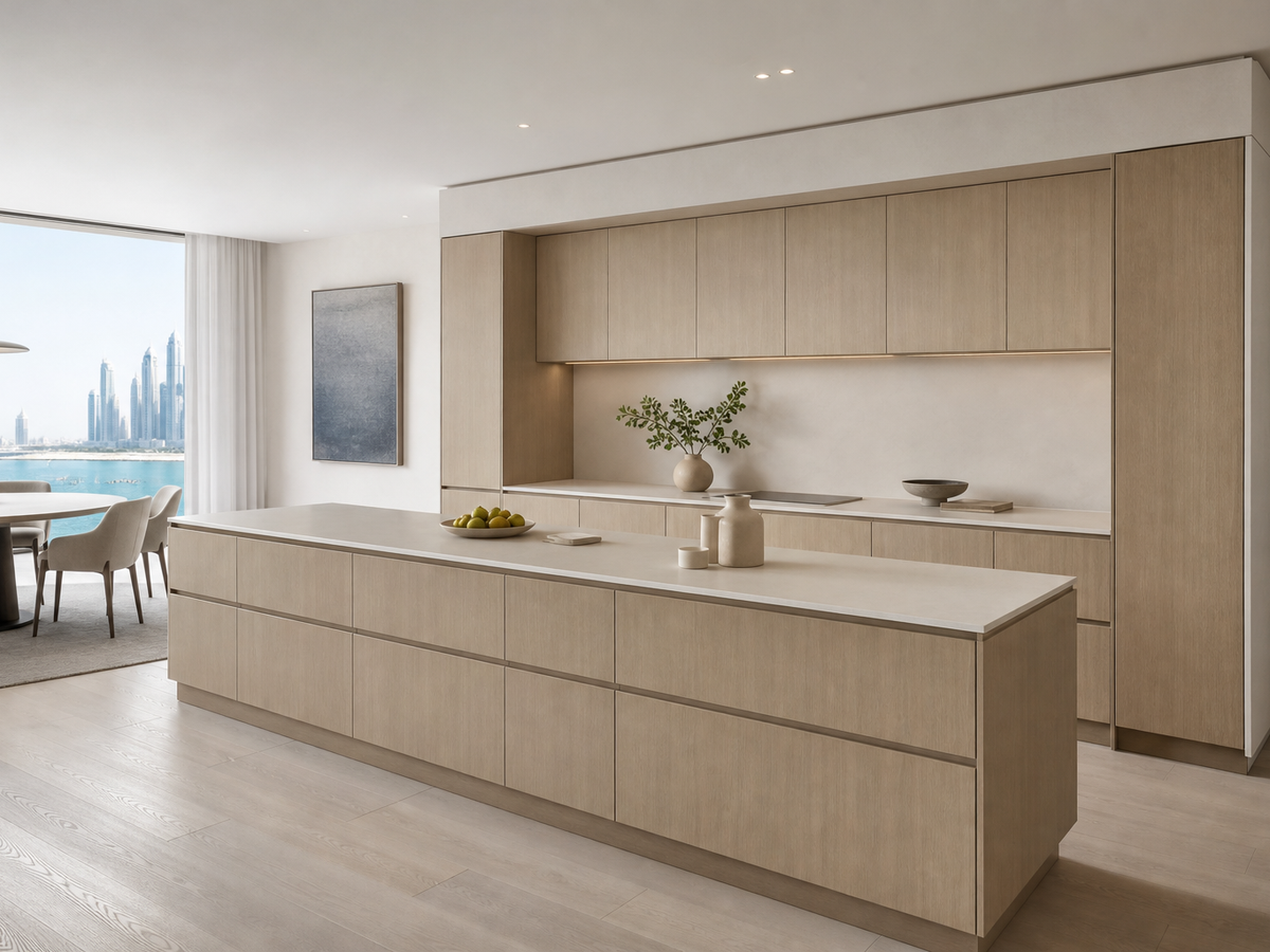 Fadior Dream Home Kitchen Suite with Breakfast Service Bridge — 304 stainless steel kitchen system, front view