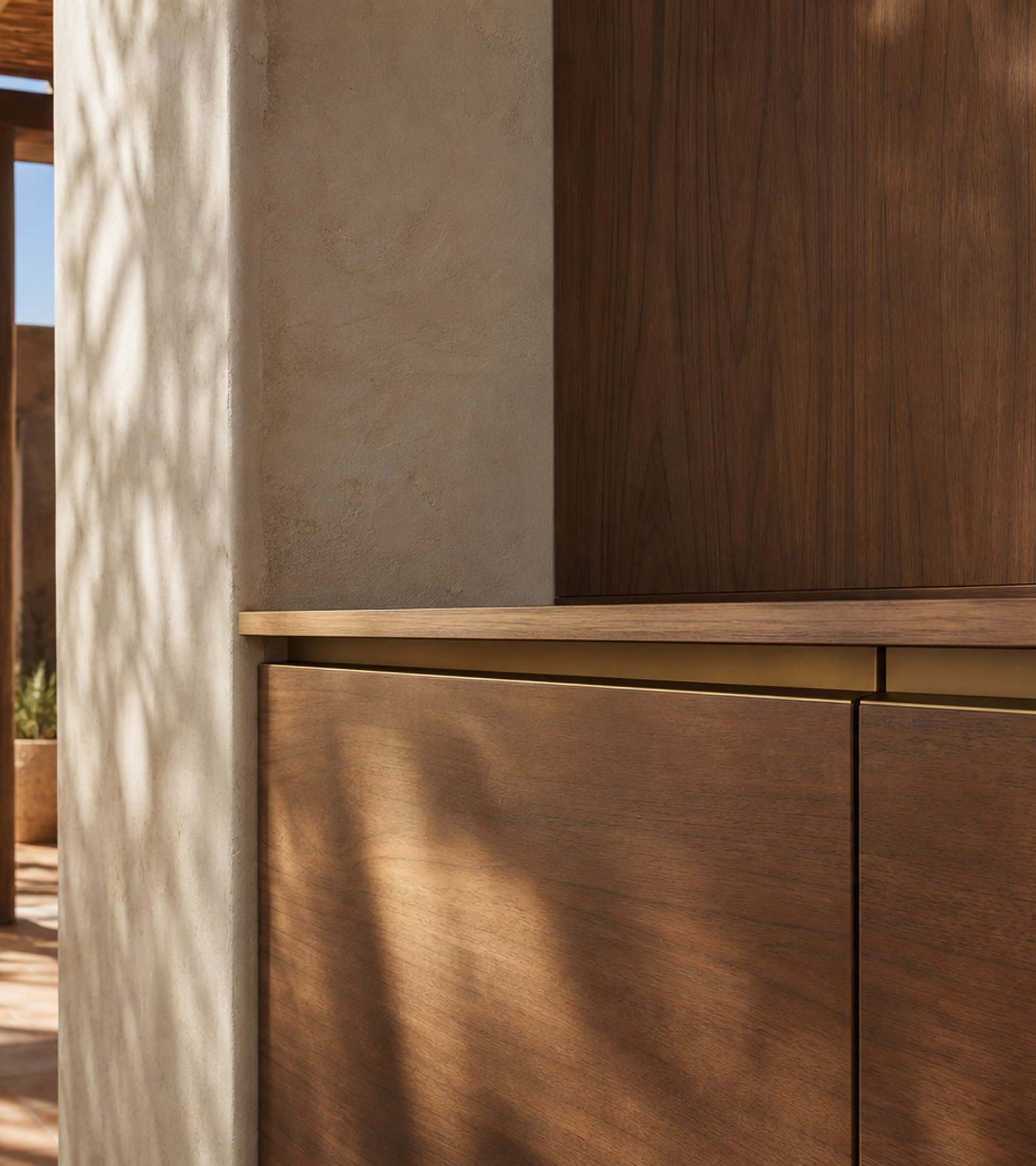 Fadior Lumiere Slim Profile Shelf Wall — close-up of stainless steel finish and hardware detail