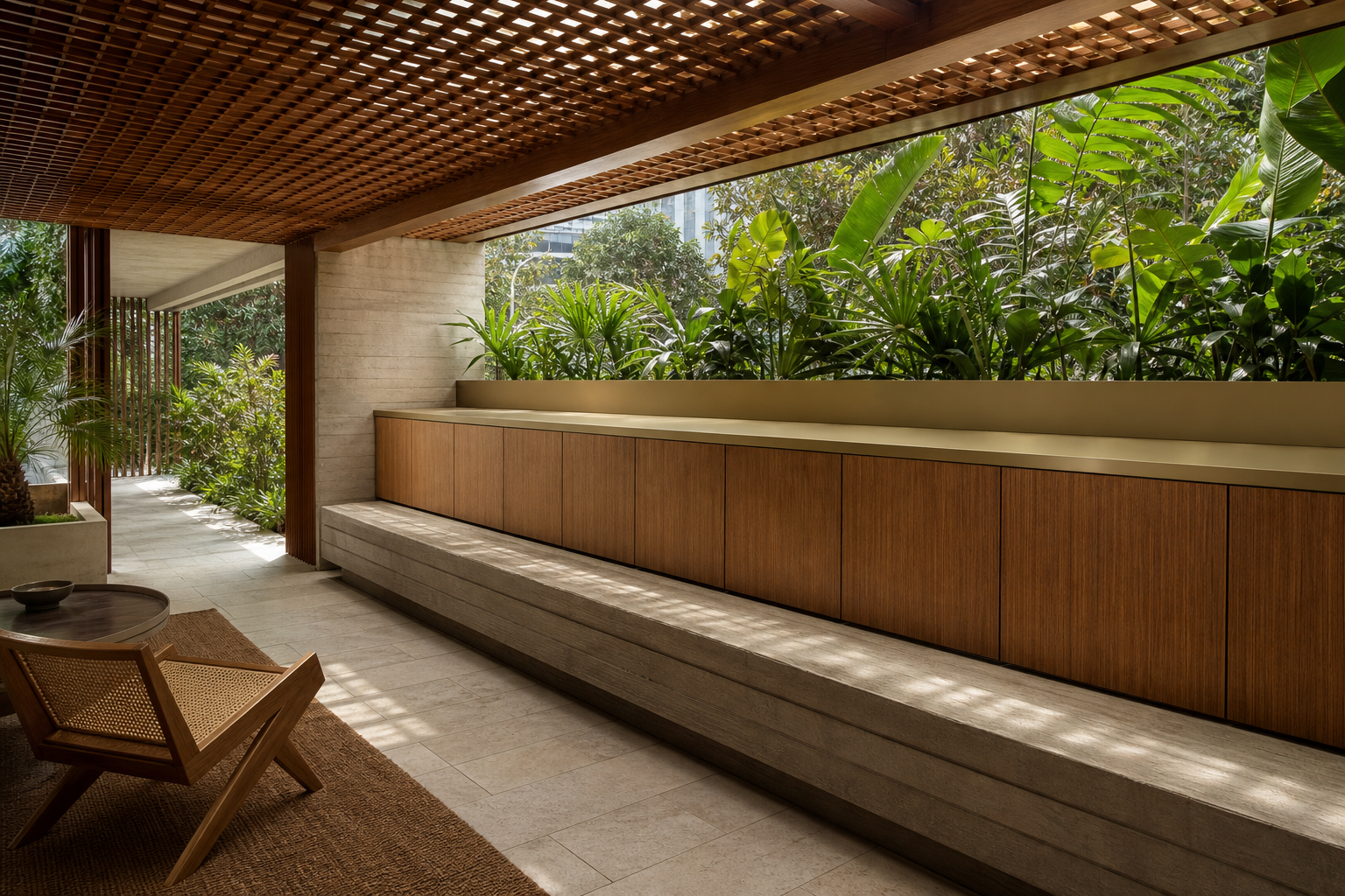 Fadior Cannes Balcony Suite with Champagne Privacy Ledge — 304 stainless steel balcony system, front view