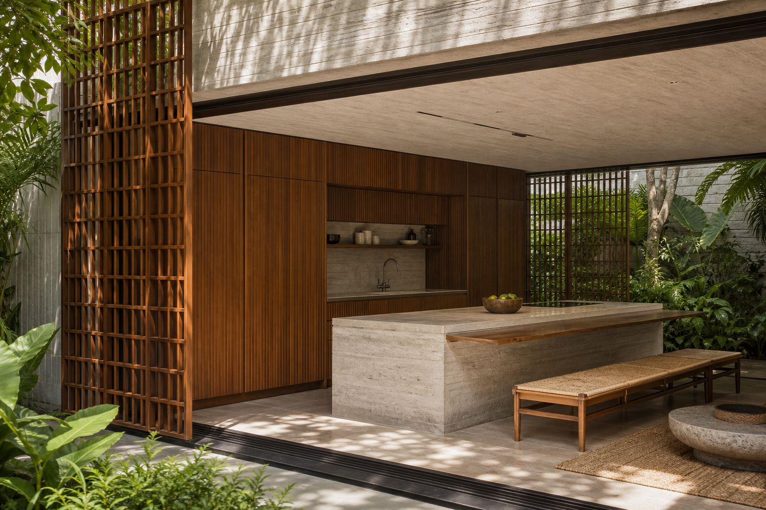 Fadior Pavilion Kitchen Suite with Shoji Slat Prep Gallery — interior room context showing cabinet integration