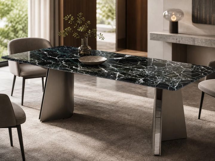 Stone-Top Marble Dining Table 140x80 styled in a FADIOR HOME interior setting