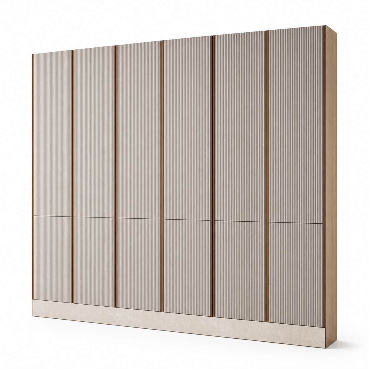 Fadior Miroir Wall Panel Suite with Fluted Linen Gallery Plane — 304 stainless steel wall panel system, front view