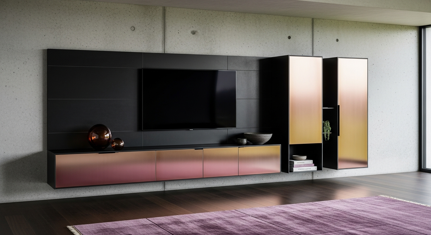 Fadior Essence Media Console — lifestyle setting with natural light and residential styling