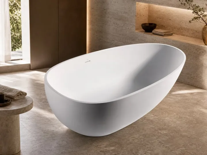Bañera exenta ovalada de superficie sólida