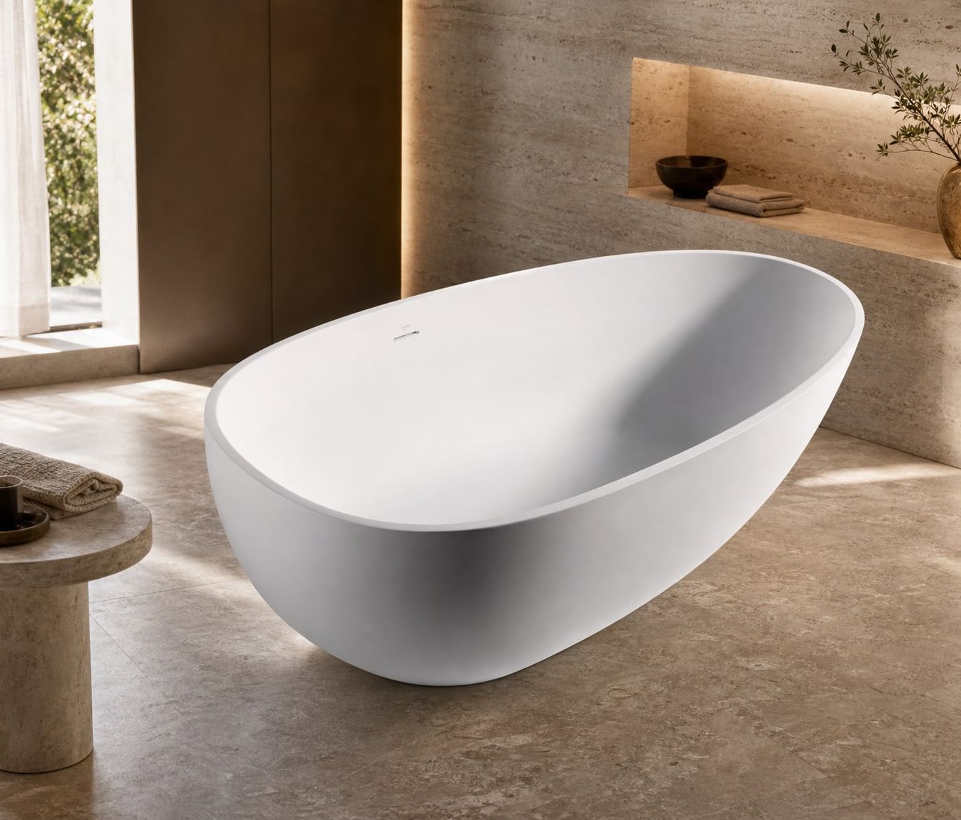 Freestanding Bathtub styled in a FADIOR HOME interior setting